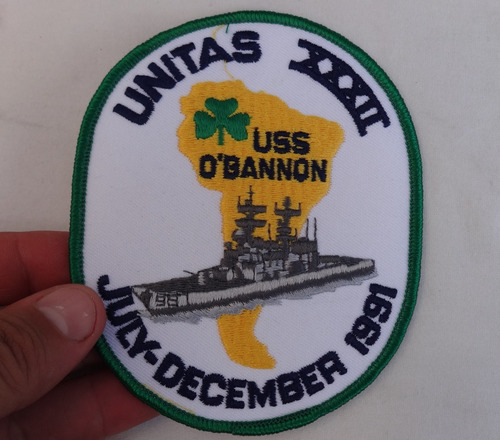 Insignia Militar Marina Parche Escudo Uss Obannion 1991 