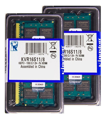 Memória  Kingston Ddr3 8gb 1600 Mhz Notebook 1.5v Kit C/02