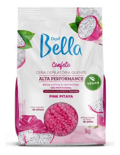 Cera Confete Pink Pitaya Vegana Depil Bella 1kg