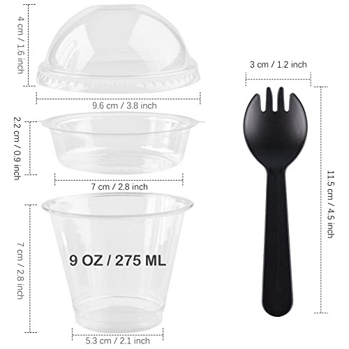 50pack 9 Oz Clear Plastic Parfait Cups With Insert And ...