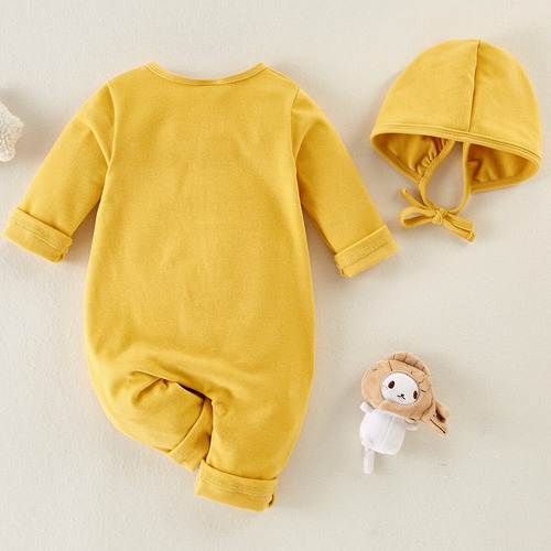Body De Manga Larga De Algodón De Colores Sólidos Para Bebé Amarillo 6-9 M