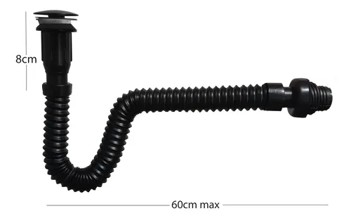 Desagüe Push Negro + Sifon Flexible