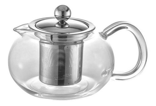 Bule Para Chá Em Vidro E Aço Inox Com Infusor 500ml Transparente Oxford