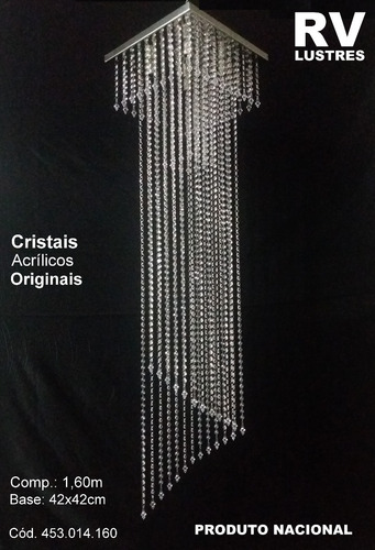 Lustre Artesanal Crist Acril 1,60m Base 42x42 453.014.160i