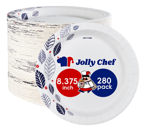 Jolly Chef 280 Platos De Papel De 8 Pulgadas, A Prueba De Re