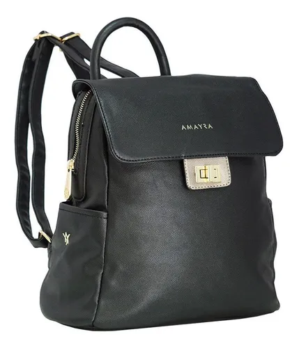 Mochila negra cuero mujer hotsell