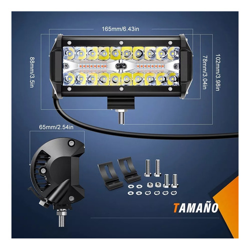 Par Faros 7 Auxiliares 6500k Blanco/ámbar Parpadeo 5 Modos