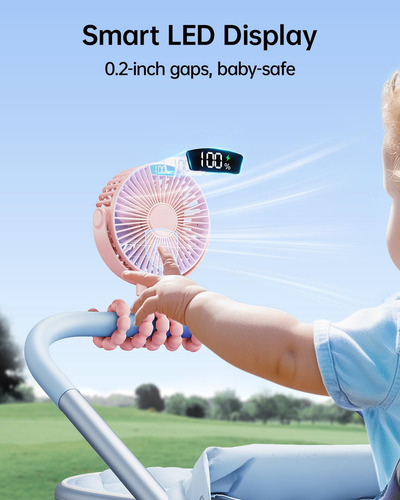 Trípode Ventilador De Mano Portátil Usb 360° Con Lcd 4000mah