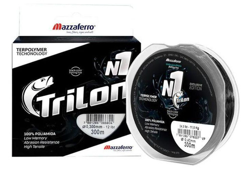 Linha Trilon Nylon Mazzaferro 0,47mm N1 300m Soft Black
