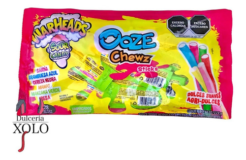 Dulces Warheads Ooze Chewz Sticks Caramelo Acidulado 28 Pzs