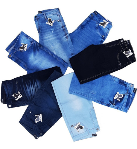 Kit 4 Calça Jeans De Sarja Masculina Premium Colorida Slim 