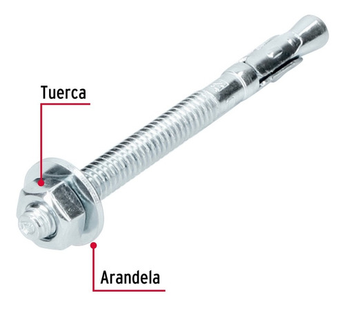 Caja Con 100 Taquetes Arpon De 1/4 X 3 Fiero C/tuerca 46634