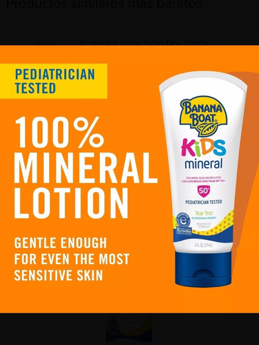 Banana Boat Kids Protector Solar 100% Mineral Spf 50+ Niños