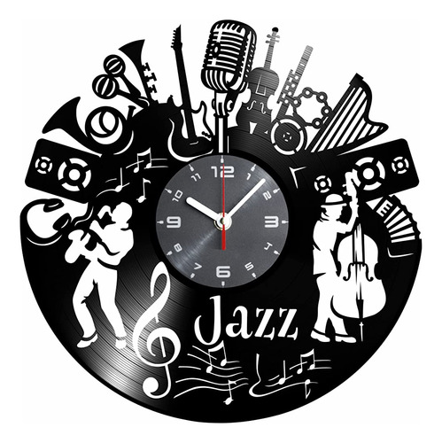 Reloj De Pared De Vinilo Con Temática De Música Jazz Instrum