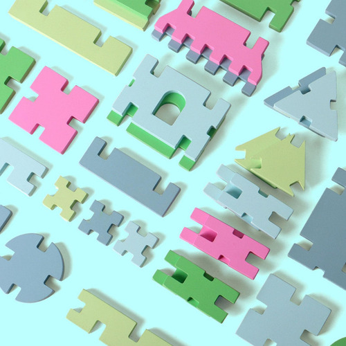 Juego De Bloques De Madera Con Formas Geométricas,