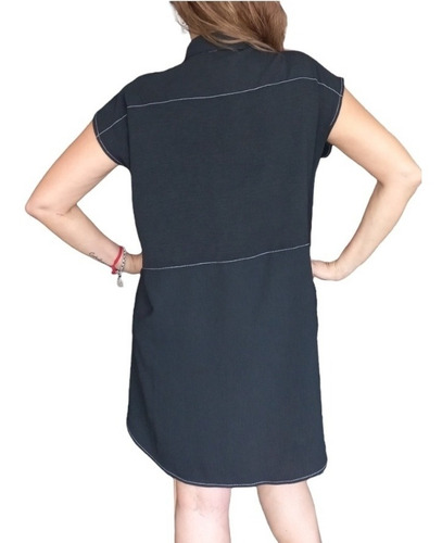 Imagen 1 de 9 de Vestido Camisero Poplin Elastizado Y Broderie