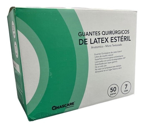 Guante Quirurgico Latex Esteril Con Polvo Nascare (5 Pares)