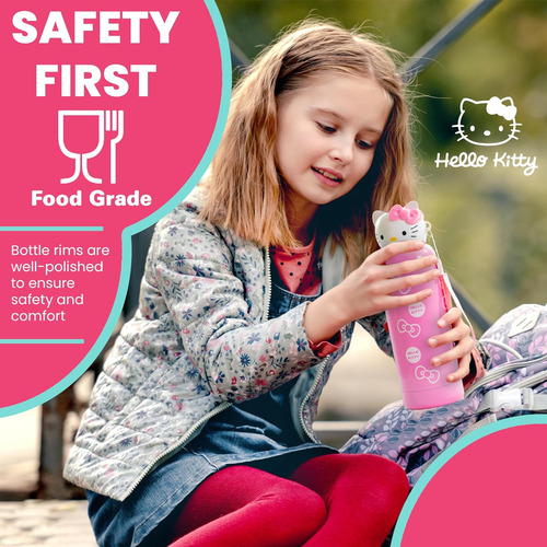 Botella Infantil Termica De Hello Kitty Rosa Con Llavero
