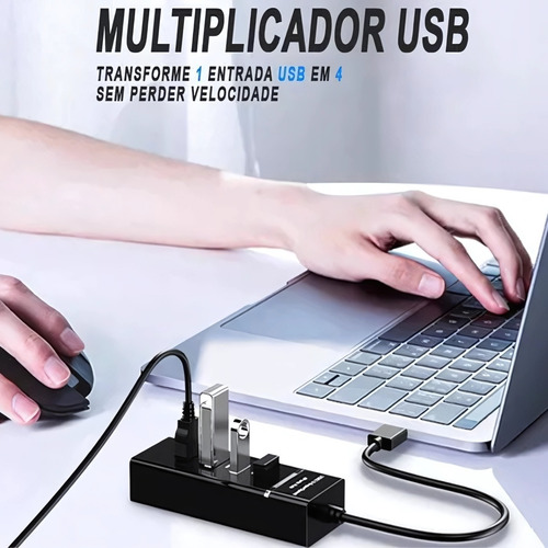 Extensor Hub 4 Portas Cabo Usb 3.0 High Speed Hd Pen Drive