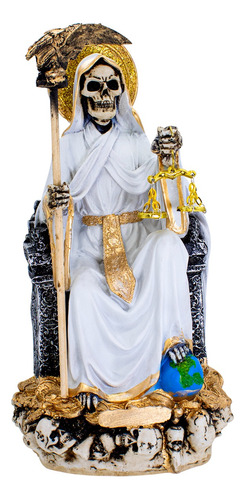 Santa Muerte Blanca Suprema Paz Armonia 30 Cm Curada + Libro