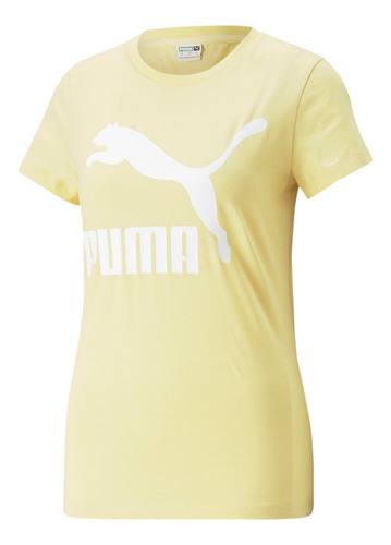 Playera Puma Mujer Dama Casual Classics Logo Amarillo 