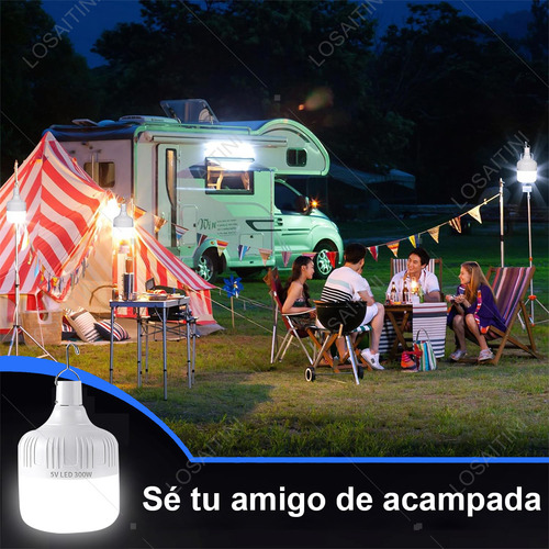 Losaitini 4pzs Portatil Recargable Emergencia Usb Lámpara Foco Led Mantenga Pulsado Para Apagar Duración 5 Horas 5 Modos De Iluminación Capacidad De La Batería 6000 Mah 10000 Lúmenes Tamaño 9,5*18,5cm