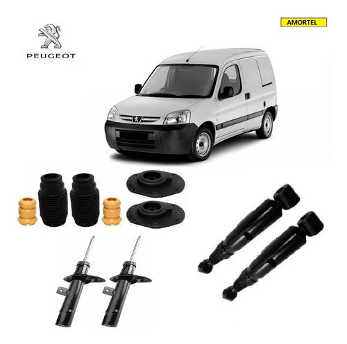 4 Amortecedores + Kits Batentes Do Peugeot Partner Ano 98/01