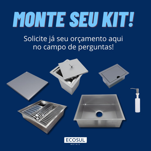 Cuba Dupla + Calha Acessório 40x20 Aço Inox 304 Ecosul