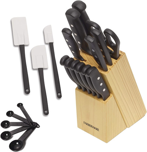 Farberware Set Cuchillos Y Herramientas De Cocina Negro 