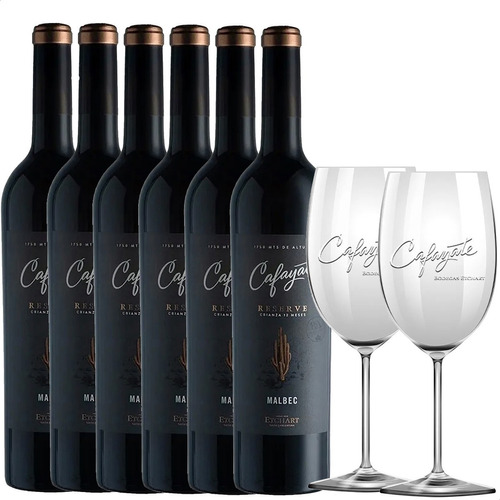 Vino Cafayate Reserva Malbec Tinto 750ml X 6 + 2 Copones