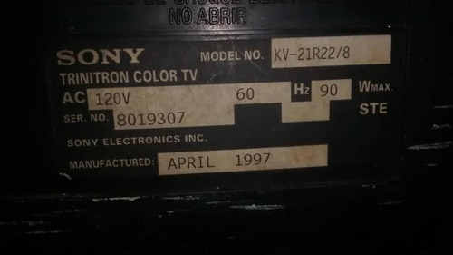 Imagen 3 de 3 de Tv Sony Trinitron Color 21 Para Reparar O Repuestos