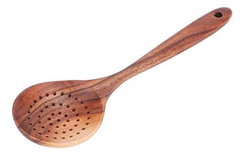 Cuchara De Colador De Madera, Cuchara Ranurada De Mango Larg