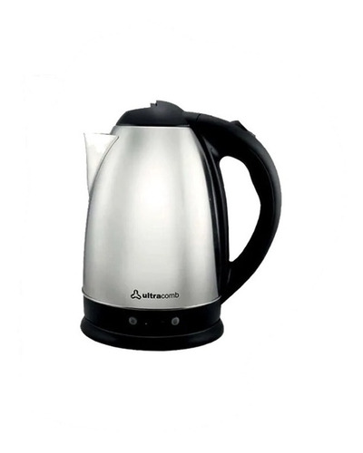 Imagen 4 de 4 de Pava eléctrica Ultracomb PE-4906 Desayuno plateada y negra 220V 1.8L