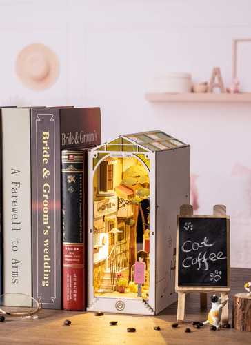 Kit De Sujetalibros Diy Book Nook Kit, Estantería Con Insert