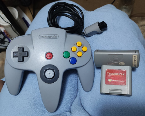 Nintendo 64 Control Original Gris Con Rumble Pack N64