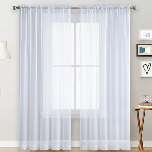 Cortinas Transparentes Con Barra De Cortina, Bolsillo Transp