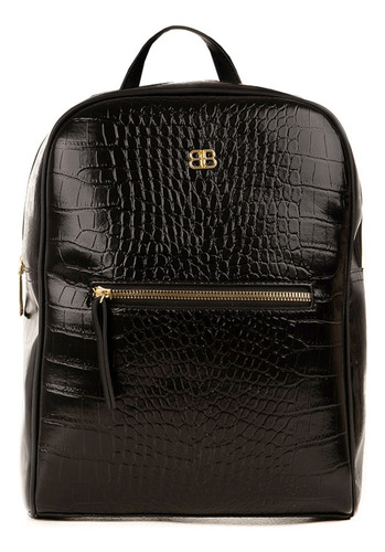 Mochila Feminina Rafitthy Be Forever Croco Verniz Preto