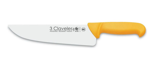 Cuchillo Carnicero Ancho Mango Amarillo 24cm 3 Claveles