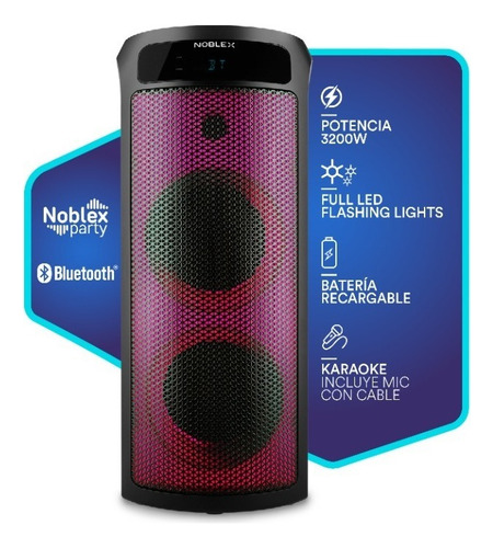 Torre De Sonido Noblex Mnt490f Bluetooth 3200w Color Negro - Excelente (Reacondicionado)
