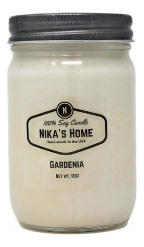 Casa De Nika Gardenia Vela De Soja Con Aroma 12onzas Mason J