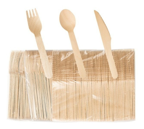 96 X Cubiertos, Servicio De Madera Desechable Ecológico