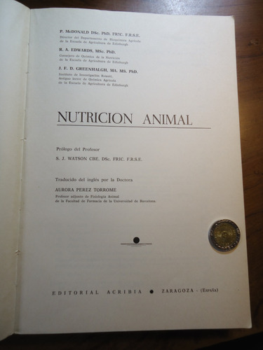 Nutrición Animal P Mc Donald 1969 (vo) | MercadoLibre