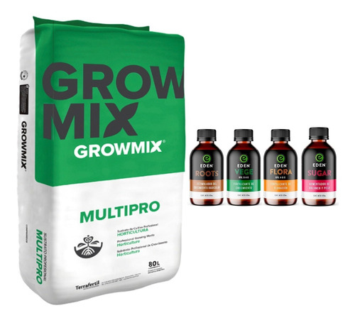 Sustrato Growmix Multipro 80lt Con Fertilizantes Eden 125cc