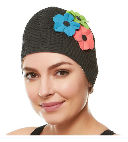 Beemo Gorro Baño Para Mujer Sombrero Natacion Latex Tr Flor