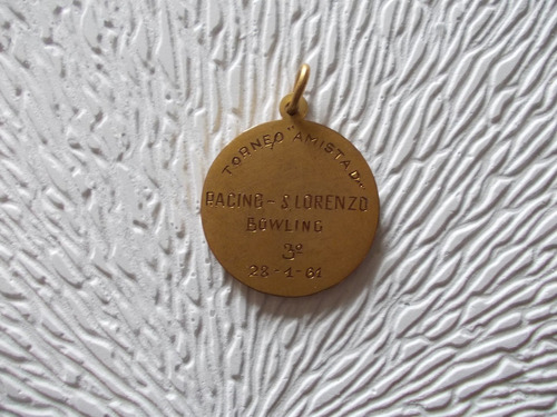 Medalla Bowling Racing- San Lorenzo 1961 Diametro 27mm