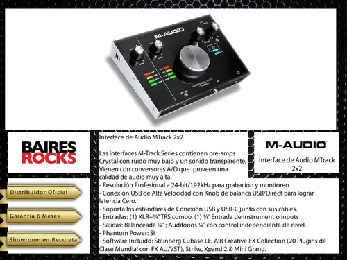 Interface De Audio M-audio Placa Grabacion Mtrack 2x2 Usb