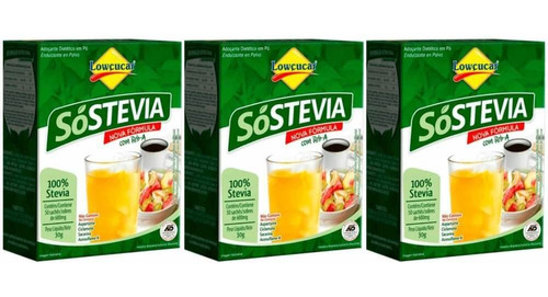 Lowçucar Só Stévia Adoçante Em Pó 50x6g Sachês (kit C/03)