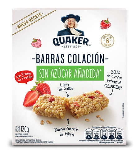 Imagen 1 de 1 de Pack Barra Cereal Quaker Frutilla 6 Un De 20 G