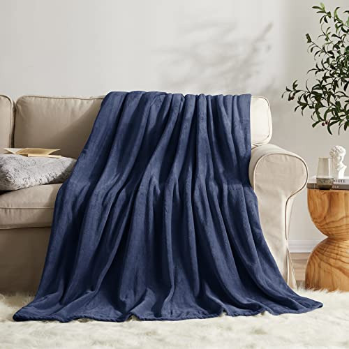 Fleece Blanket Size Navy Lightweight Super Soft Luxury ...