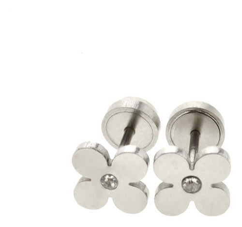 Imagen 3 de 7 de Aritos Abridores Flor Pétalo Piedra 8mm Acero Quirúrgico